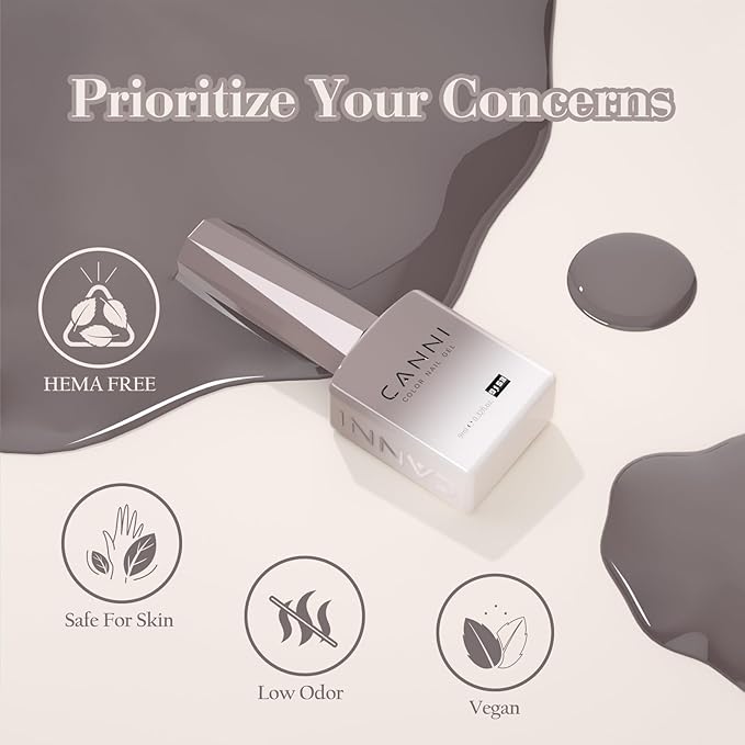 CANNI Jelly Gel Nail Polish Set,Milky White Nude Grey 6 Colors 9ML Jelly Translucent Gel Polish Set,Natural Neutral Nude Grey, High Gloss Soak Off UV LED Gel Nail Manicure Salon DIY