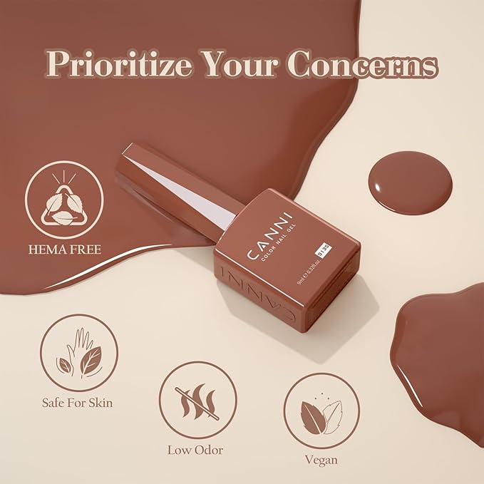 CANNI Gel Nail Polish Kit -6 Colors Nude Pink 9ML Gel Polish Set Skin Tones French Nail Neutral Brown Soak Off Gel Nail Kit Manicure DIY Manicure Salon DIY