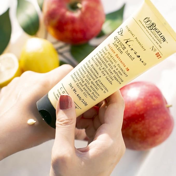 C.O. Bigelow Dr. Hiosous Quince Hand Lotion Travel Size for Dry Hands, Hand Cream to Soften Dry, Cracked Skin and Create Glove-Like Barrier, with Quince Extract, Carrot Oil, and Shea Butter, 2 fl oz