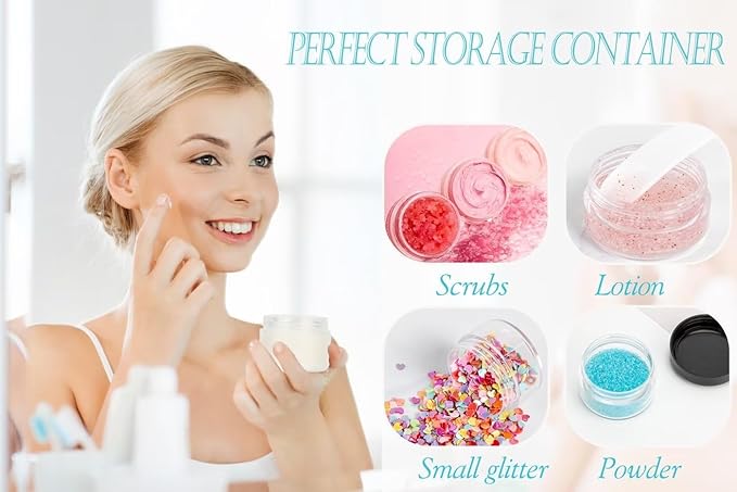 ZEJIA 5 Gram Sample Containers with Lids, Mini Makeup Containers, Empty Plastic Travel Cosmetic Containers with Labels(25 Count, Blue Lid)