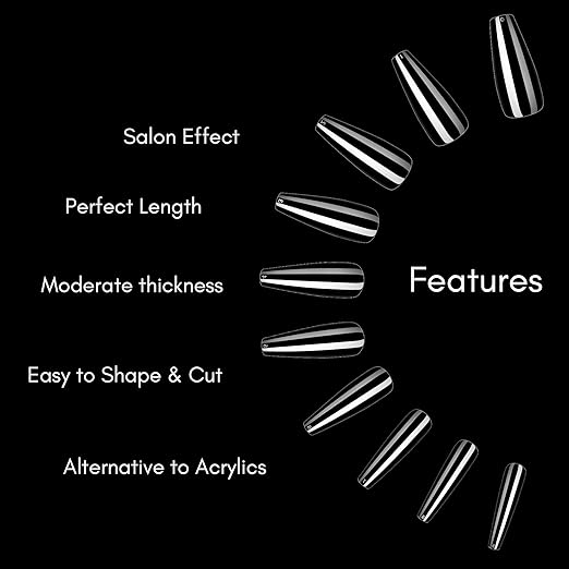 Makartt 40Pcs Nail Glues Bulk for Acrylic Nails with Coffin Nails Tips Bundle, Super False Nail Adhesive Glue for Nail Repair, 500pcs Clear Full Cover Press on Nails Long Ballerina Nails 10 Sizes