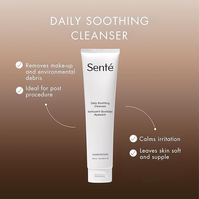 Senté Daily Soothing Facial Cleanser For Dry and Sensitive Skin | Gently Removes Oil, Impurities & Makeup | Formulated with Vitamin E | 5.5 Fl Oz