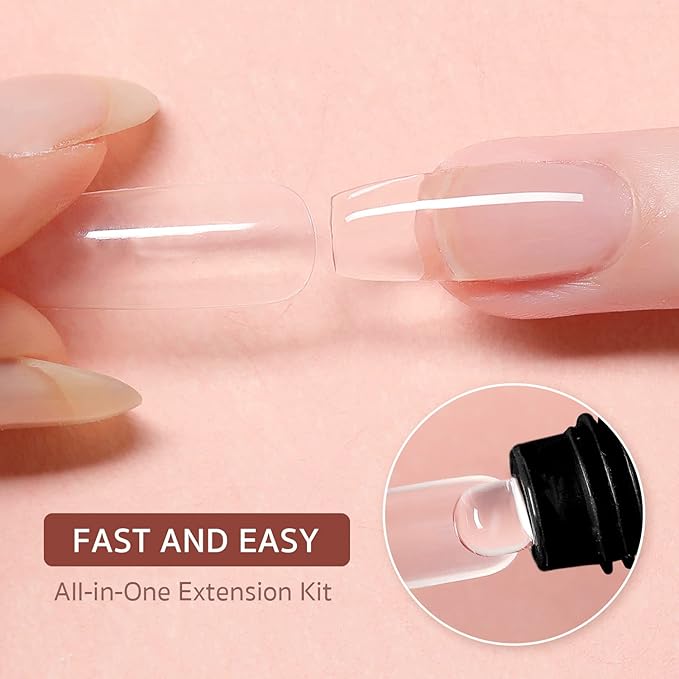 GAOY Poly Nail Extension Gel Kit and Jelly Gel Nail Polish Set, 8 Translucent Nude Pink Brown Neutral Sheer Colors Kit