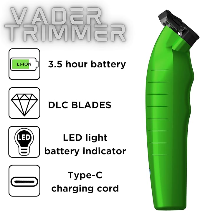 Supreme Trimmer Vader Professional Liner Trimmer for Barbers with 210 Min Run Time, Professional Motor, Sharp DLC T-Blade, USB-C Charge Clipper | ST3778