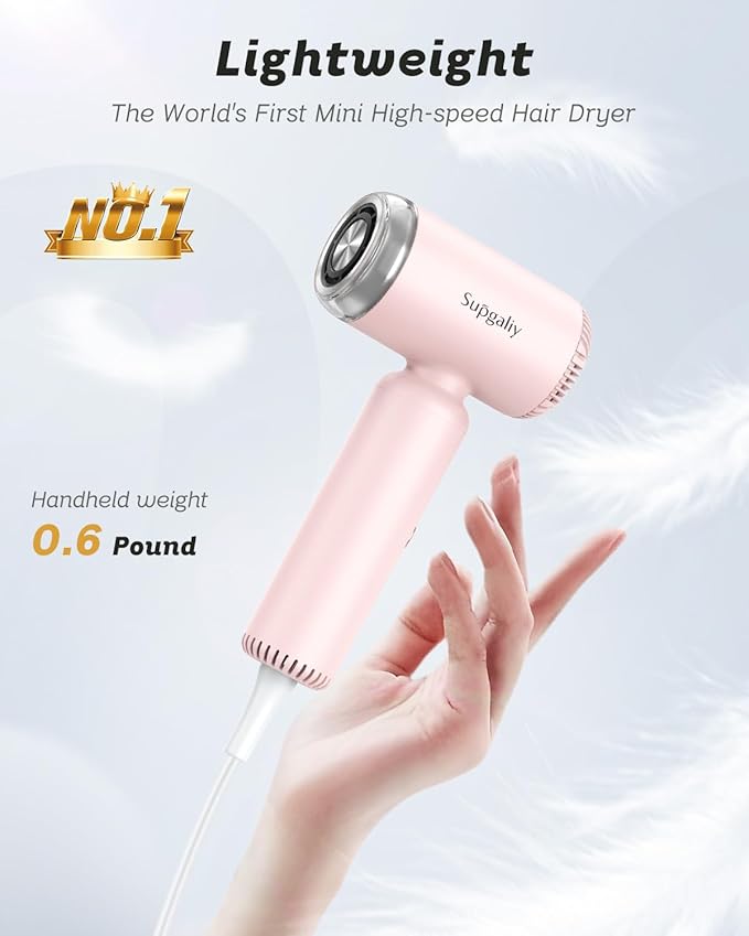 Hair Dryer 110V Only- Ionic High-Speed Motor for Fast Drying, Portable Lightweight Blow Dryer, Quiet Professional Blowdryer with Magnetic Curly Diffuser & Concentrator for Home Travel