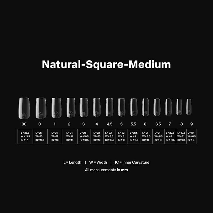 Apres Nail Gel-X Natural Square Medium Box of Tips | 600 Gel-X Tips, Premium Quality, 14 Sizes 00-9 | Half-sizes Included