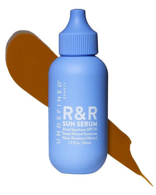Undefined Beauty R&R Sun Serum SPF 50 Tinted Mineral Sunscreen PA++++ 3 Flex shades, infused with Niacinamide, 40 min Water Resistant, bluelight protection, 1.7oz… (Deep Tint/Warm Undertone)