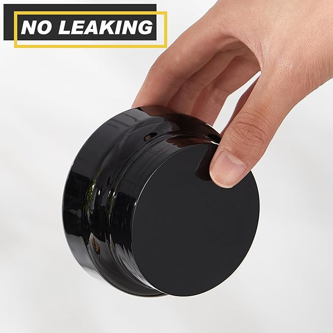 Tessco 24 Pack Plastic Jars with Lids Labels Empty Clear Plastic Jars Round Refillable Cosmetic Containers Body Butter Containers Bulk Sugar Scrub Bottle for Make Up(5 oz,Black)