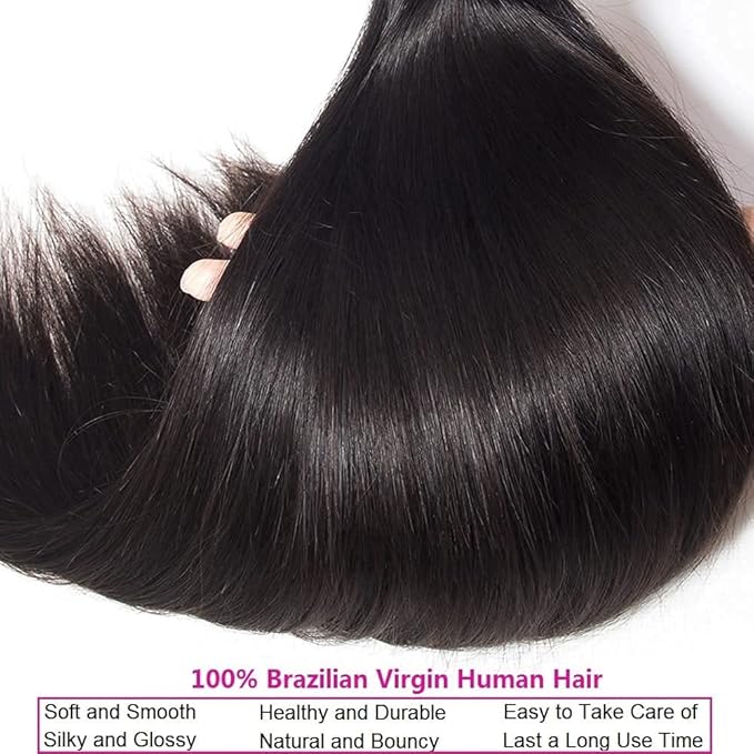 10A Straight Single Bundles Human Hair 26 Inch Brazilian Straight Human Hair 1 One Bundles 100% Unprocessed Virgin Hair Weave Natural Black Color