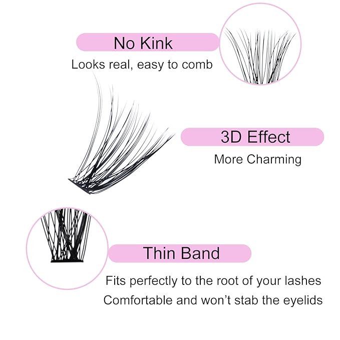 Eyelash Clusters LAUBESS Lash Clusters Individual Lashes Cluster Eyelash Extensions DIY at Home Waterproof Cluster Lashes (40D-0.07D-14-18)