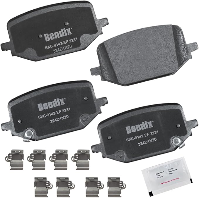 Bendix Priority1 CFC2231 Ceramic Rear Brake Pads for Ford Explorer 2024-2020, Mustang 2024, Police Interceptor Utility 2024-2020, Lincoln Aviator 2023-2020