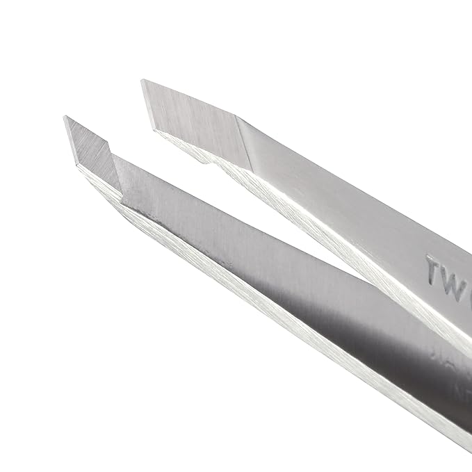 Tweezerman Stainless Steel Slant Tweezer - Eyebrow Tweezers for Women and Men (Classic Stainless)