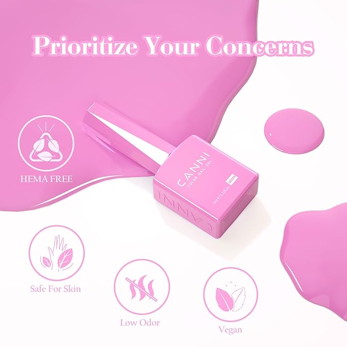 CANNI Pink Gel Nail Polish Set, 6 Colors 9ML Nail Rose Light Pink Gel Nail Polish Soft Pink Set Soak Off Nail Art Design Manicure Salon for Women