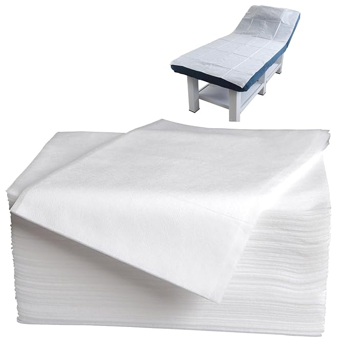 100 Pcs 31.5" x 71" Disposable Bed Sheets Waterproof Massage Table Sheets Non Woven Fabric SPA Bed Cover (White)