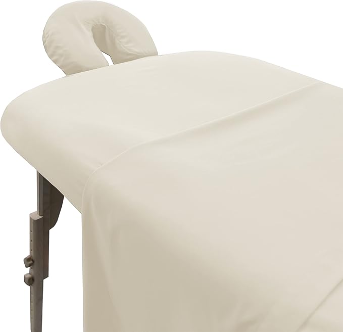 LONDON LINENS Soft Microfiber Massage Table Sheets Set 3 Piece Set - Includes Massage Table Cover, Massage Fitted Sheet, and Massage Face Rest Cover (Cream)