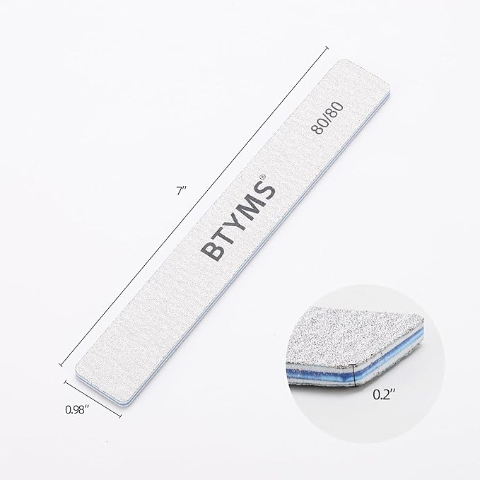 100 Count 80/80 Grit Rectangle Nail Files Reusable Coarse Nail File Double Sided Emery Boards Manicure Tools for Acrylic Nails