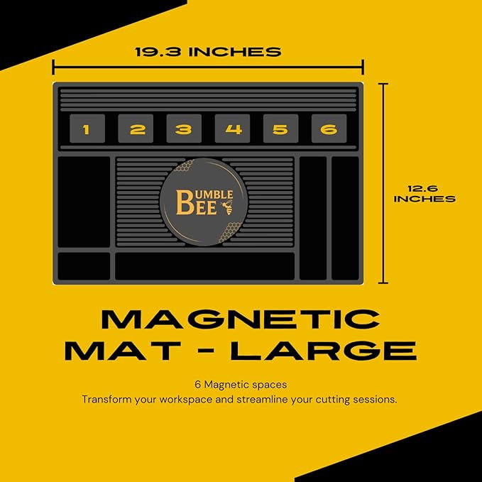 BUMBLE BEE Barber Equipment, Magnetic Barber Mat Non-Slip Heat Resistant Surface - Barber Mats for Clippers, Quick Access, Easy Cleaning - Barber Station Mat and Barber Organizer Station. (Large)