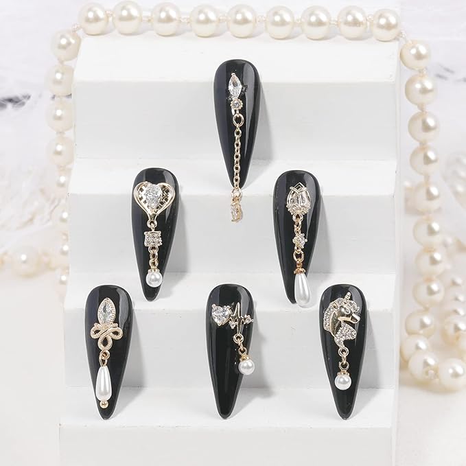 24Pcs Gold Nail Charms For Acrylic Nails Gems Rhinestones Shiny Nail Art Crystal Nail Art Charms Gems Jewelry Studs Nail Diamond Gold Rhinestone For Nails Gold Charms For Nails DIY Nail Art Decoration