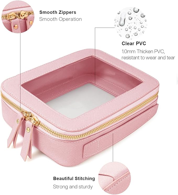 Clear Makeup Bag, Small Makeup Bag TSA Approved Toiletry Bag Cosmetic Travel Bag Cute Makeup Bag Organizer Makeup Case Pouch Car Essentials for Women Men