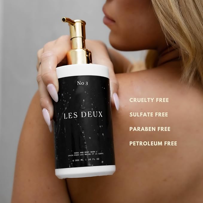 Les Deux Body Wash - Nourishing & Hydrating Natural Body Cleanser with Niacinamide, Probiotics, Rosehip & Marula Oils, No 3 - (Santal, Vetiver, Eucalyptus). Sulfate Free Body Wash