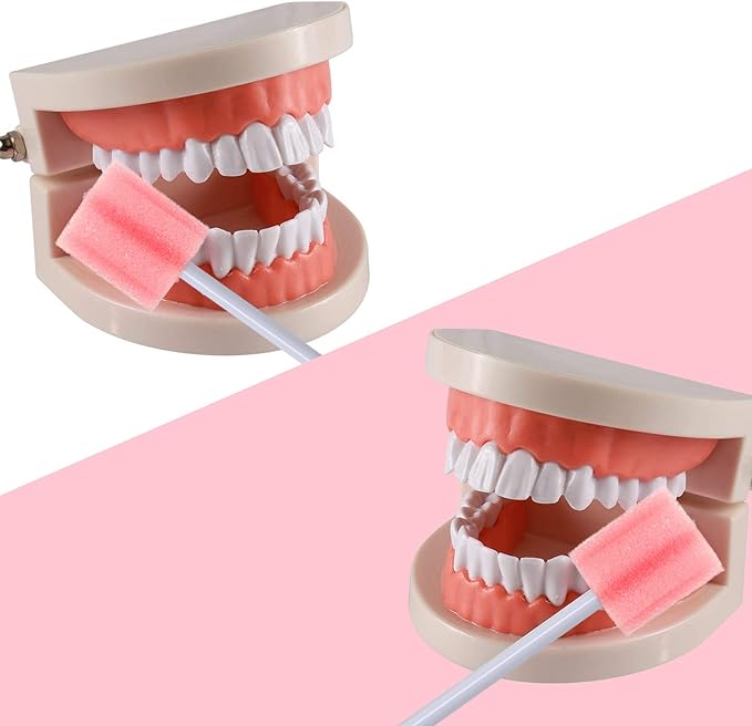 250 Pcs Disposable Mouth Swabs Sponge, BVN Oral Swabs, Oral Care Swabs Disposable, Mouth Swabs, Unflavored and Sterile Disposable Dental Swabsticks for Mouth Cleaning, Pink