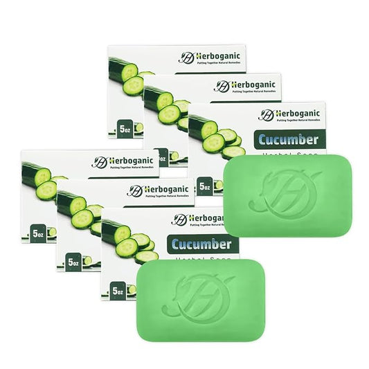 Cucumber Herbal Soap | Pack of 6 of 5oz soap Bar | Ideal for Men and Women, Soothing and Nourishing Soap for Moisturization
