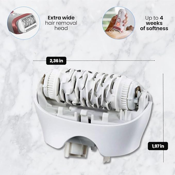 Replacement Epilator Head 81533164 Compatible with Braun Silk-épil 7, Silk-épil 9 and Xpressive | Extra Wide Epilation Head, White