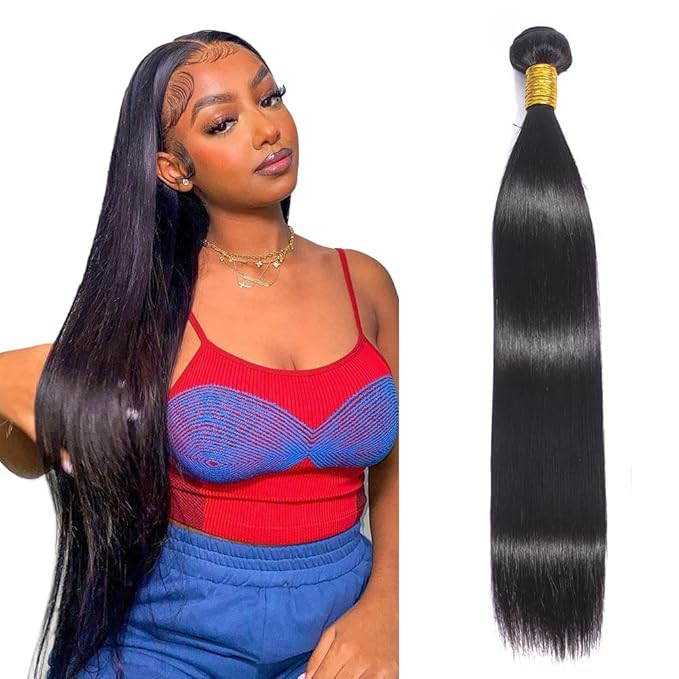 Straight Bundles Human Hair 100% Unprocessed Brazilian Virgin Human Hair Bundles 18 Inch Straight Bundles Natural Black Color Double Weft Straight Bundles For Women