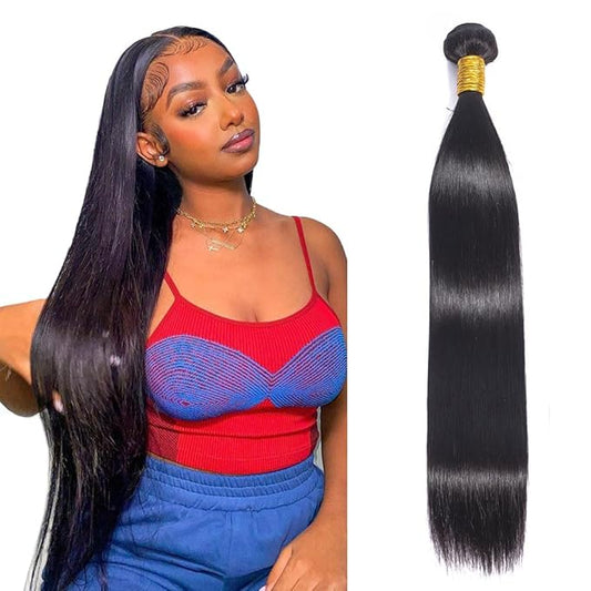 Straight Bundles Human Hair 100% Unprocessed Brazilian Virgin Human Hair Bundles 18 Inch Straight Bundles Natural Black Color Double Weft Straight Bundles For Women