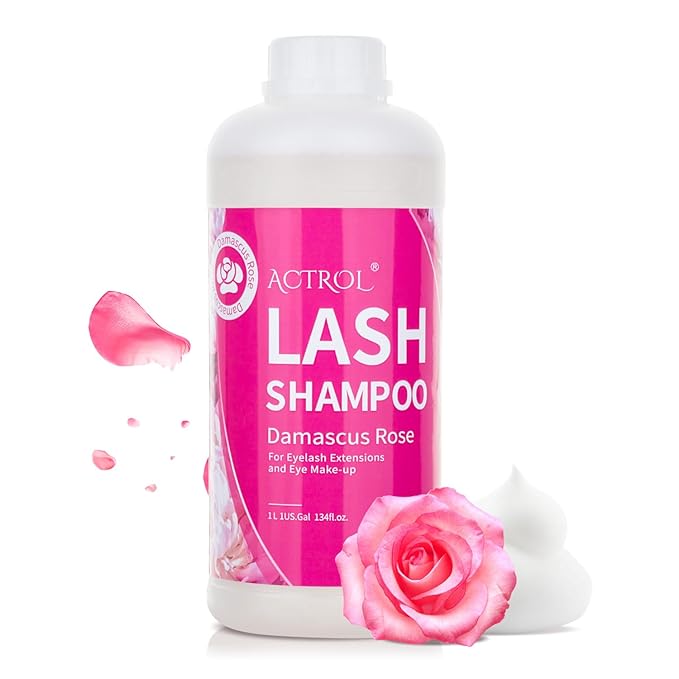 Eyelash Extension Cleanser Rose 1L Natural Lash Extension Shampoo Professional Eyelid Foaming Cleanser Paraben & Sulfate Free Non-lrritating with Salon and Home Care