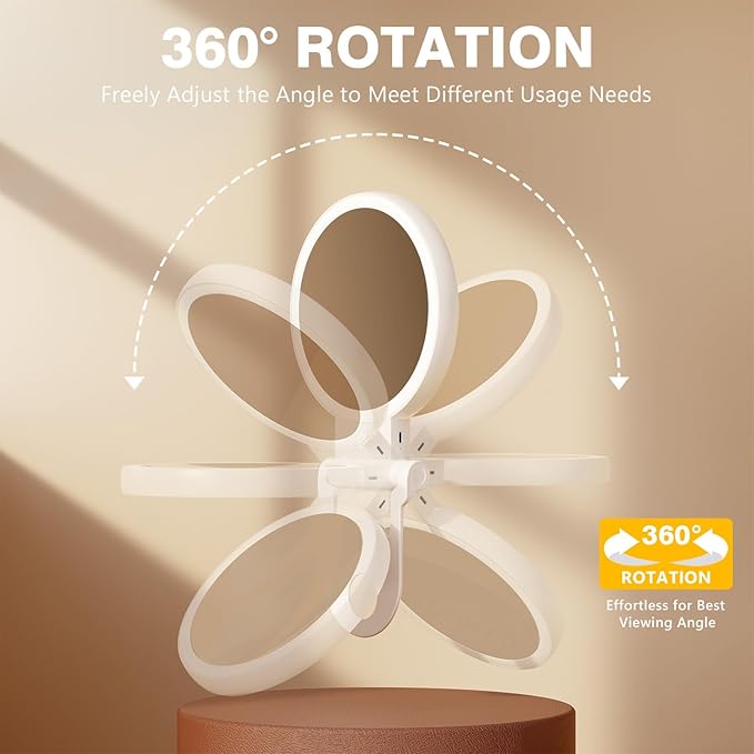 1X/ 30X Magnifying Mirror with Light, Double Sided Makeup Mirror with Adjustable Folding Handle, Lighted Vanity Mirror with Tweezer, Portable Tabletop Mirror for Travel Home