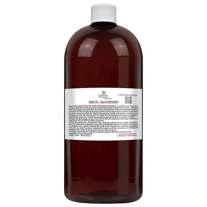 Dr Joe Lab Decyl Glucoside Natural Surfactant - Surfactants for Soap Making, Lauryl Glucoside, DIY Shower Gel, Skin Care, Body and Face Wash, Plant Derived, Natural - 32 Oz