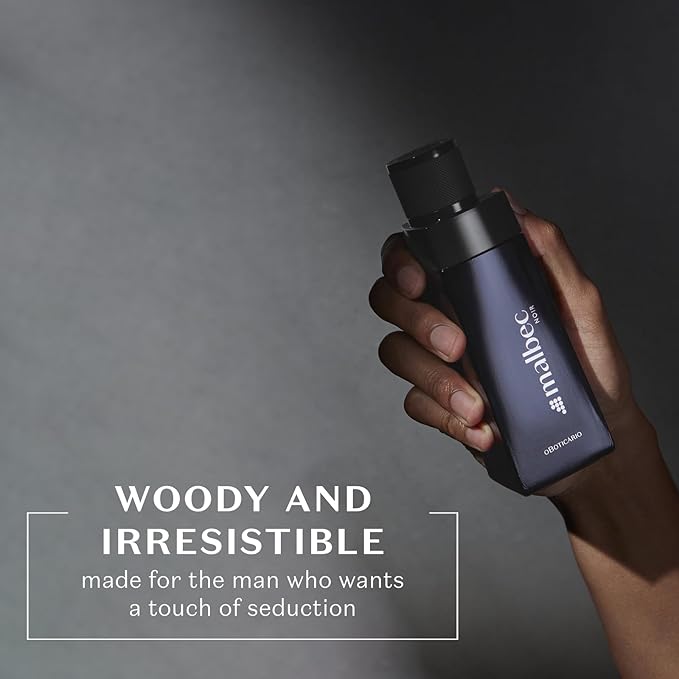 Malbec Noir Eau de Toilette By O Boticario Cologne For Men, Long-Lasting Men's Fragrances, French Oak Barrel-Aged & Pinot Noir Grapes, Woody Spicy Wine Scent, 3.4 Ounce