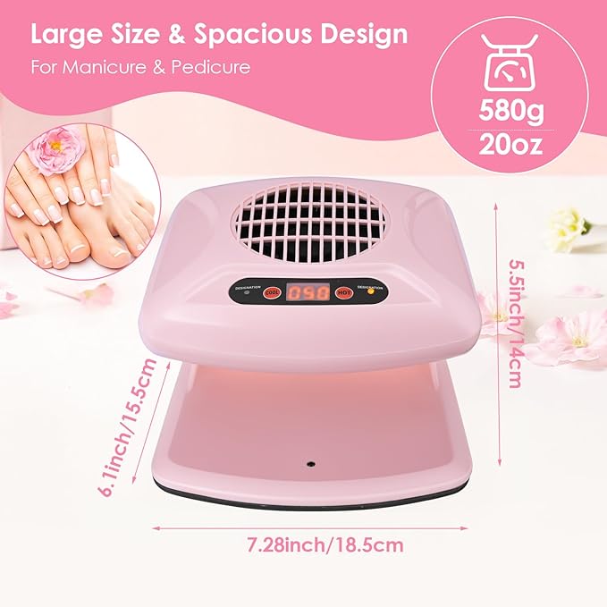Nail Dryer Professional 300W Quick Drying Gentle Nail Dryer Fan for Regular Polish Acrylic Dip Powder Nail Dehydrator Primer with Hot & Cold Air Nail Tech for Home Salon
