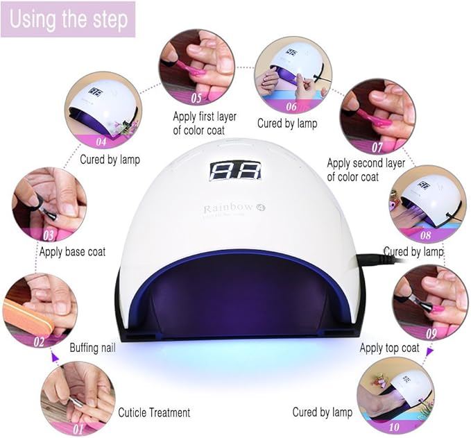 BOQUITE UV LED Nail Lamp Slipper Shape Nail Dryer Lamp for Nail Gel Polish Curing with Smart Sensor Manicure Pedicure Tool(White)