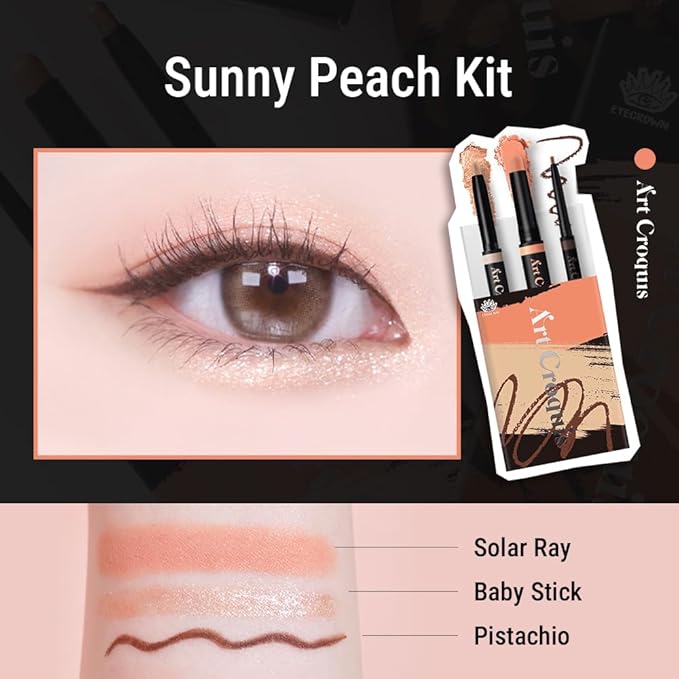 EYECROWN ARTCROQUIS STICK SHADOW, Buildable, glitter eye shadow, liner, cream [PEACH PUNCH]