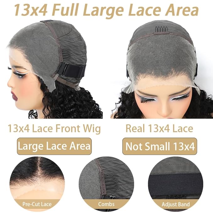 13x4 Curly Bob Wig Human Hair Water Wave HD Lace Front Bob Wigs Curly Human Hair Wig For Women Wet And Wavy Wigs 180% Density Wear And Go Glueless Wig Pre Plucked Pre Cut (16 Inch)