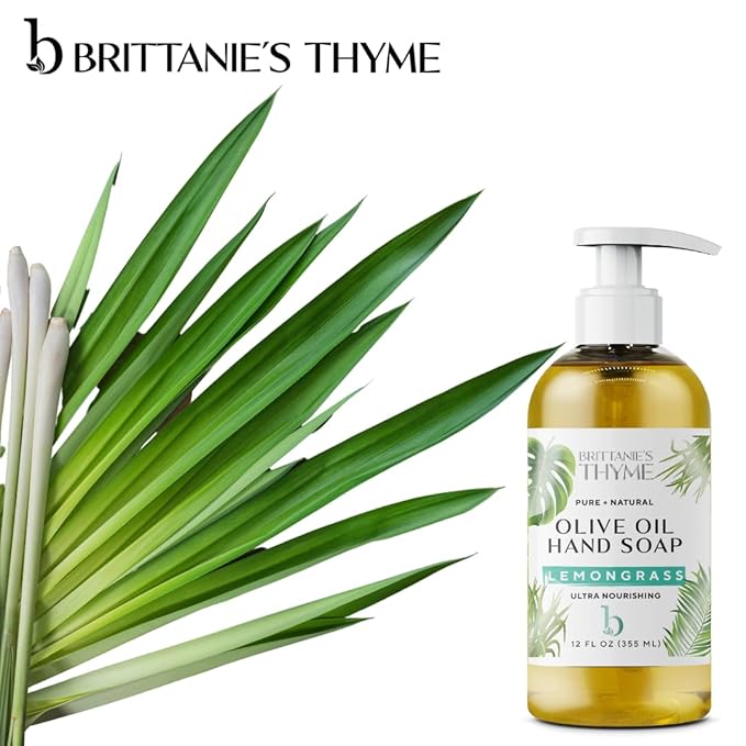 Brittanie’s Pure Castile Liquid Soap Refill, Lemongrass, 12 Ounce 3 Pack | Dish Soap, Hair & Body, Home, Gentle and Pure, Made with Natural Luxurious Oils, Vegan & Gluten Free Non-GMO