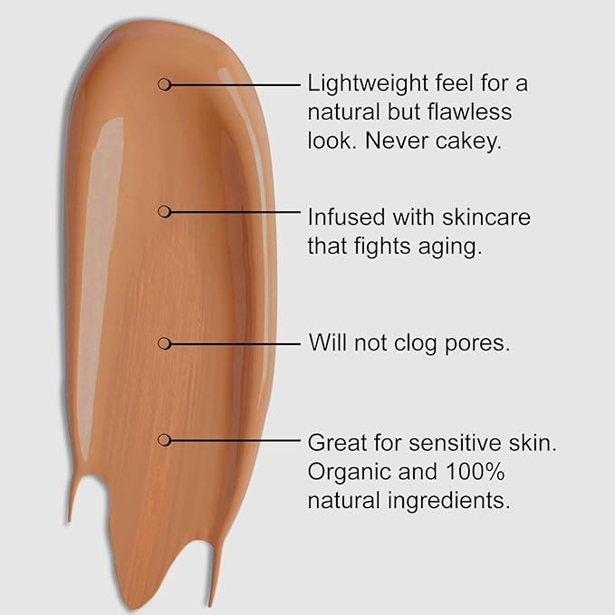 Organic Aloe-Based LUX Liquid Foundation, Natural Vegan Gluten-Free Made in USA, Coffee