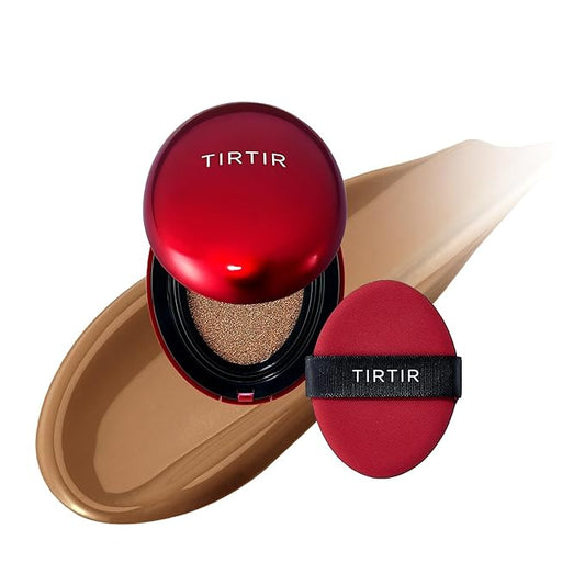 [*Mini Size*] TIRTIR Mask Fit Red Cushion Foundation | Full coverage, Weightless, Skin fit, Satin Glow Finish, Korean Makeup Cushion Foundation (#43N Deep Cocoa, 0.15 Fl Oz)
