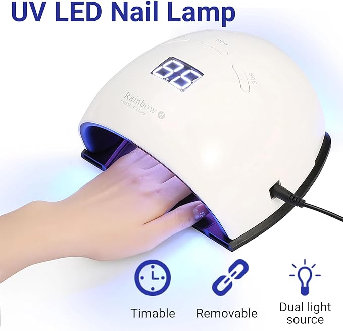UV Nail Lamp, 48W LED UV Lamp for Nails with Smart Sensor, Slipper Shape Nail Dryer Machine with Double Light Sources, Detachable Gel UV Led Nail Lamp for Home Use(US Plug)
