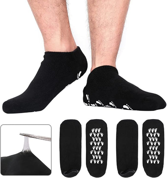 Codream Large Men's Moisturizing Gel Socks Men's Feet Care Ultimate Treatment for Dry Cracked Rough Skin on Feet Pack of 2 Pairs Black US Men 10-15