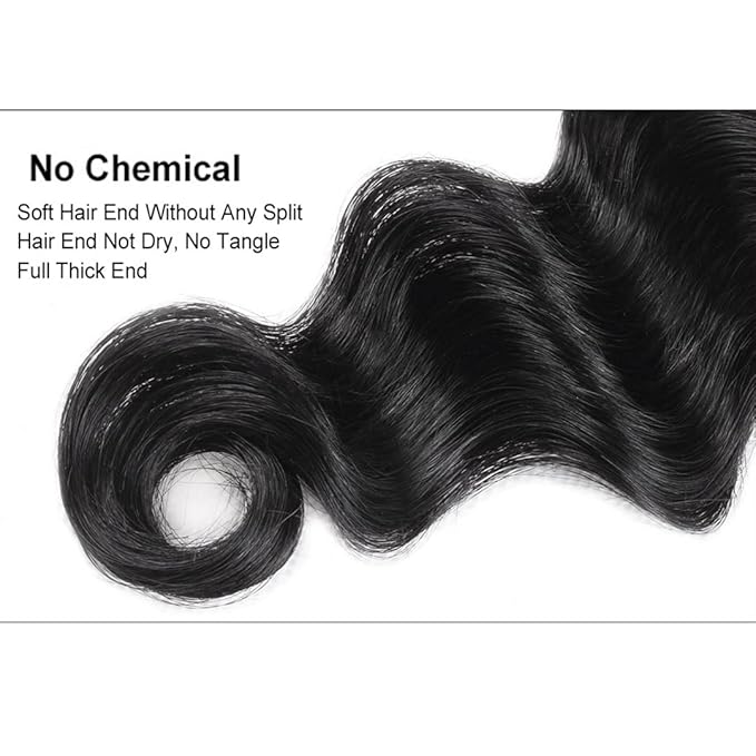 Loose Deep Wave 3 Bundles Human Hair 24 26 28 Inch 100% Unprocessed Virgin Brazilian Hair Bundles Weave Long Curly Human Hair Extensions Natural Black Color for Women