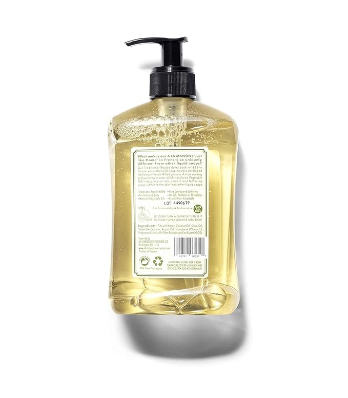 A LA MAISON Liquid Soap - Uses: Hand and Body, Triple Milled, Essential Oils, Biodegradable, Plant Based, Vegan, Cruelty-Free, Alcohol & Paraben Free (16.9 oz, 6 Pack)
