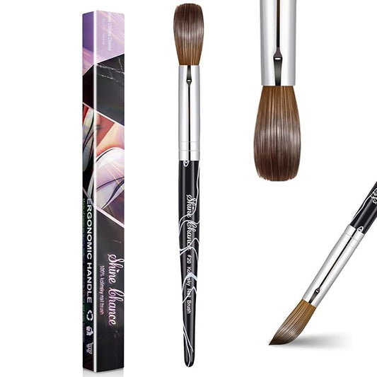 Acrylic Nail Art Brush Size 20, 100% Pure Kolinsky Hair Oval Nail Brush for Acrylic Application, Professional Nail Extension Manicure Tool Striping Nail Drawing Pen for DIY Home Salon