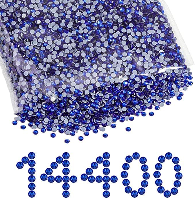 Beadsland Hotfix Rhinestones Bulk, 14400pcs Royal Blue Hot Fix Rhinestones for Crafts Clothes DIY Decoration, Sapphire, SS16, 3.8-4.0mm