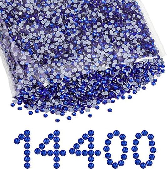 Beadsland Hotfix Rhinestones Bulk, 14400pcs Royal Blue Hot Fix Rhinestones for Crafts Clothes DIY Decoration, Sapphire, SS16, 3.8-4.0mm