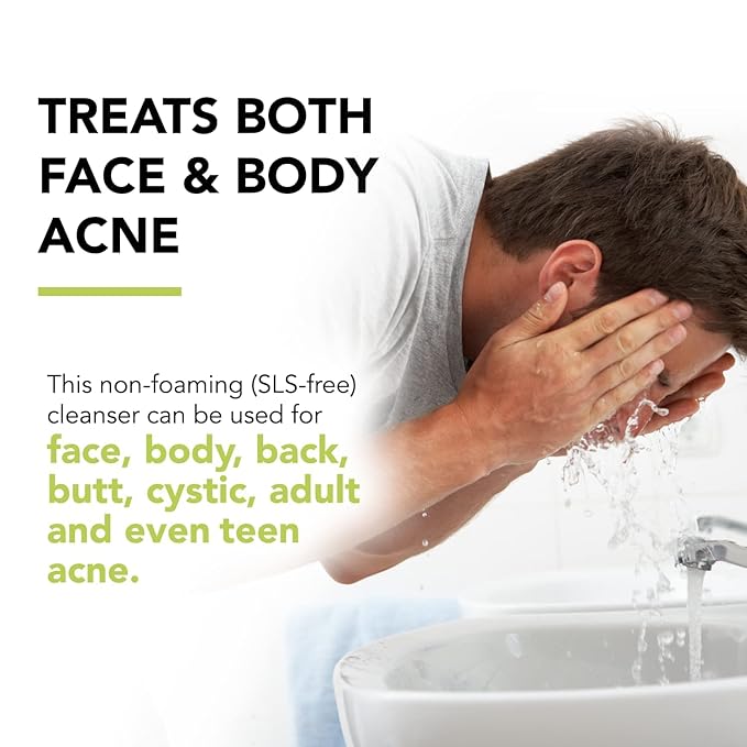 humane Benzoyl Peroxide Acne Body Wash - 10% Maximum-Strength Acne Treatment for Face, Skin, Butt, Back and Body - 16 Fl Oz - Dermatologist-Tested Non-Foaming Cleanser - Vegan, Cruelty-Free