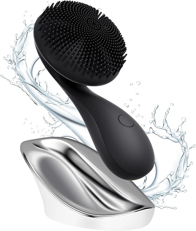 2 in 1 Facial Cleansing Brush,Rotating Magnetic Beads & Massage Cleaning Silicone Face Scrubber，Waterproof and Rechargeable Face Scrub Brush