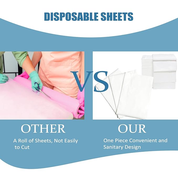 100Pcs Disposable Massage Table Sheets 31" x 71" Non-Woven Fabric Disposable Bed Sheets SPA Bed Cover Breathable Oil-Waterproof Sheets for Travel Spa Tatto Hotel Salon (White)